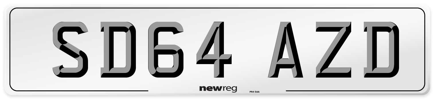 SD64 AZD Number Plate from New Reg